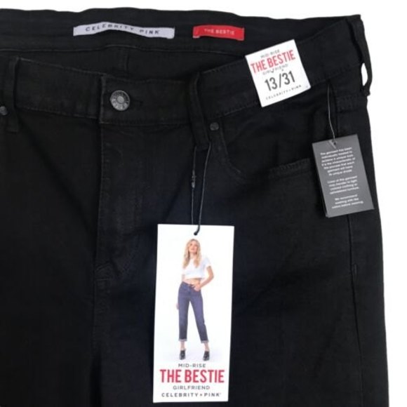 Celebrity Pink Jean Size 13 34x29 The Bestie Girlfriend Black Cropped Jeans NWT - Picture 5 of 12